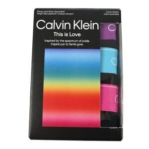 CALVIN KLEIN THIS IS LOVE 3 Pack Black Thong Jock Strap Sports Brief Set LARGE